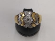 K18&PT900石付リング|