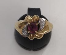 K18赤石付リング|