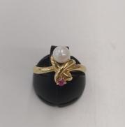 K18赤石付リング|