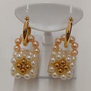 パールバックデザインピアス|K18