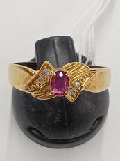 石付リング（赤）|K18