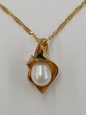 パール石付きネックレス|K18