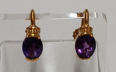 石付きイヤリング(紫)|K18