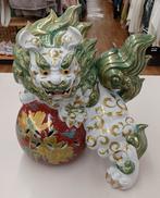 玉乗獅子|九谷焼 (緑)