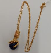 石付きネックレス（青）|K18