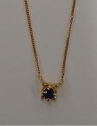 石付きネックレス(青)|K18