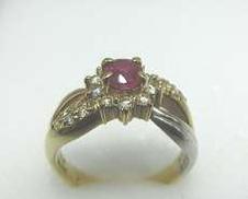 K18・PT900コンビ ルビー・ ダイヤ付リング|K18・PT900コンビ ルビー