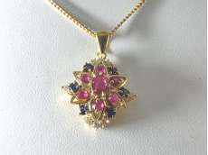 K18 色石トップ付きネックレス　11.1G 0.22CT|K18 色石トップ付きネックレス