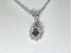 PT900 ブルーサファイア・ダイヤ付ネックレス|PT900 ブルーサファイア