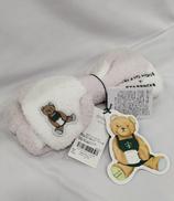 パウダーベア刺繍ボーダーヘアバンド ソフトピンク|ジェラートピケ