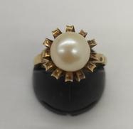 白玉付きリング|K18