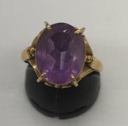紫石付きリング|K18