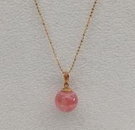 薄紅色石付きネックレス|K18
