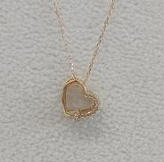 石付きハート型ネックレス|K10/D0.04CT