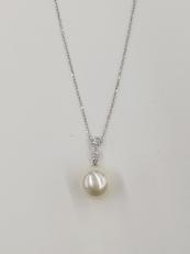 K18WGパール・ダイヤ付きネックレス|K18WG