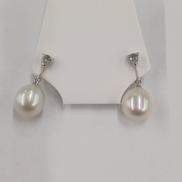 K14WG ダイヤパールイヤリング|K14WG