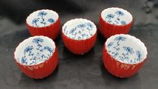 朱泥菊形小鉢5客セット|源右衛門窯