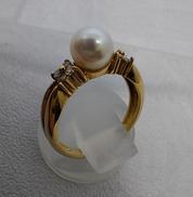 K18パールリング|宝石付きリング