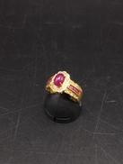 赤石付きリング|K18