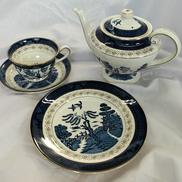 ♡お茶会にも♪お値下げしました【新品✨未使用】山中漆器☆御銘々皿五組セット価格 青華瓔珞文（せいかようらくもん） 青華瓔珞文 蓋付お茶呑茶碗