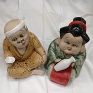 おかめとひょっとこ|信楽焼